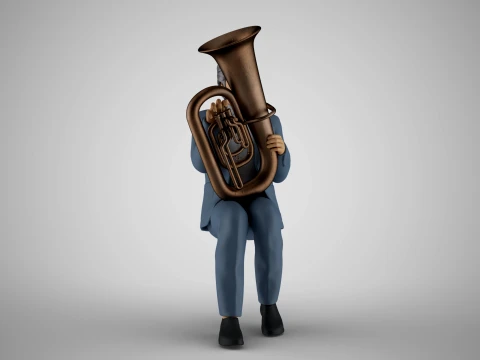 Man Playing Tuba 3D Print Model