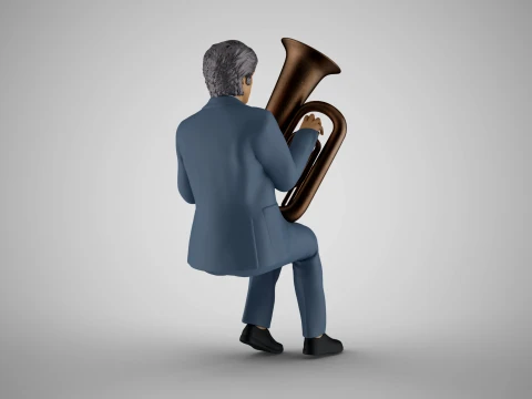 Man Playing Tuba 3D Print Model