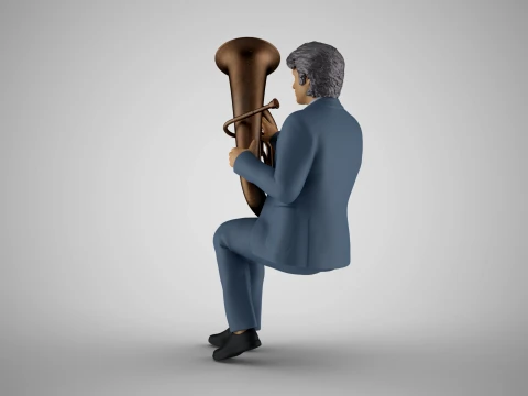 Man Playing Tuba 3D Print Model