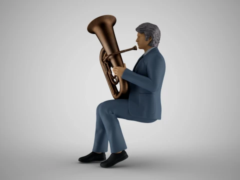 Man Playing Tuba 3D Print Model