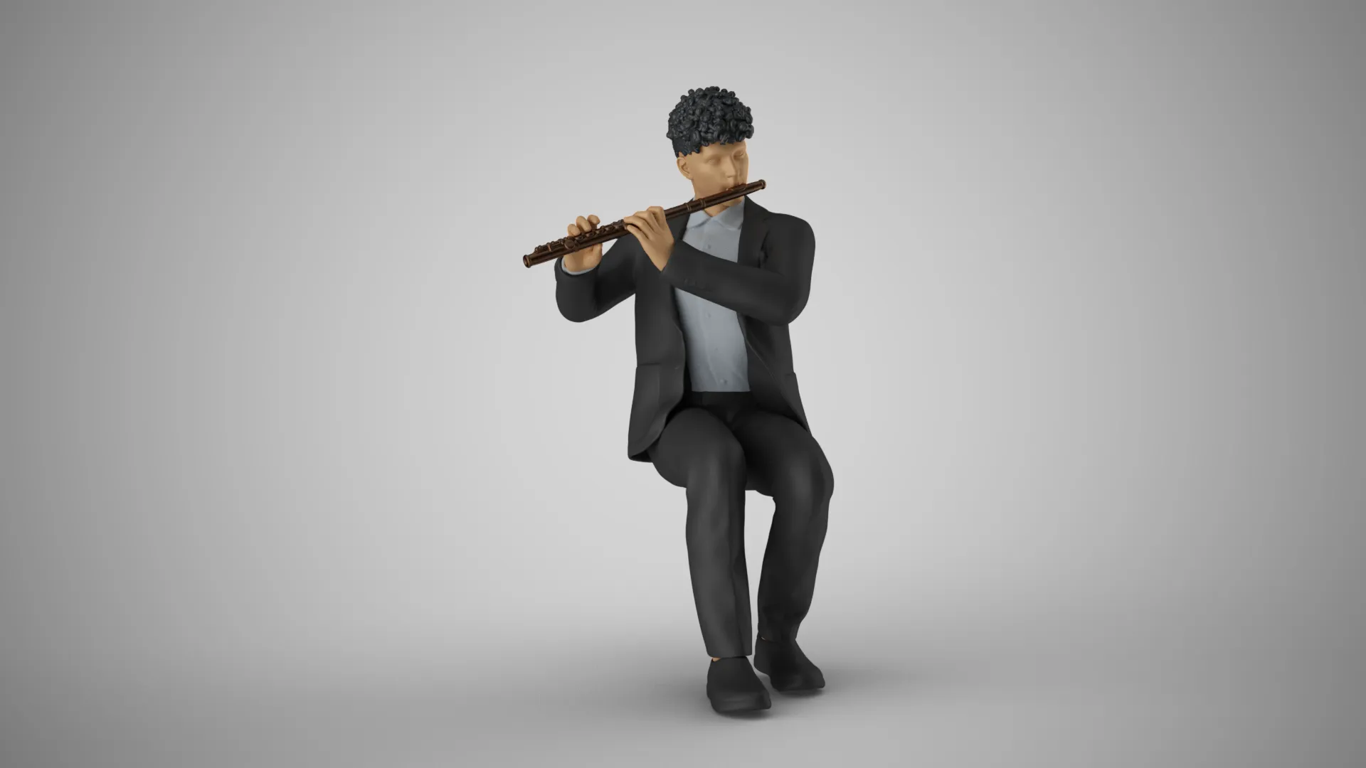 Man Playing Flute 3D Print Model .c4d .max .obj .3ds .fbx .stl .blend 