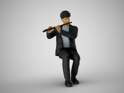 Man Playing Flute 3D Print Model