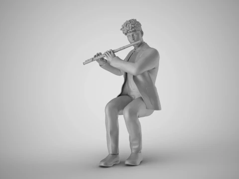 Man Playing Flute 3D Print Model