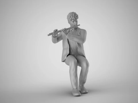 Man Playing Flute 3D Print Model
