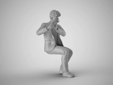 Man Playing Flute 3D Print Model