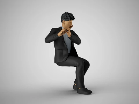 Man Playing Flute 3D Print Model