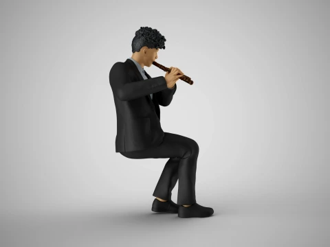 Man Playing Flute 3D Print Model
