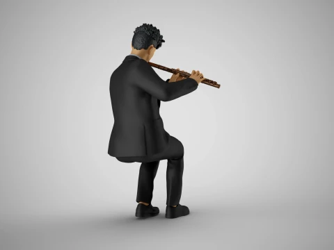 Man Playing Flute 3D Print Model