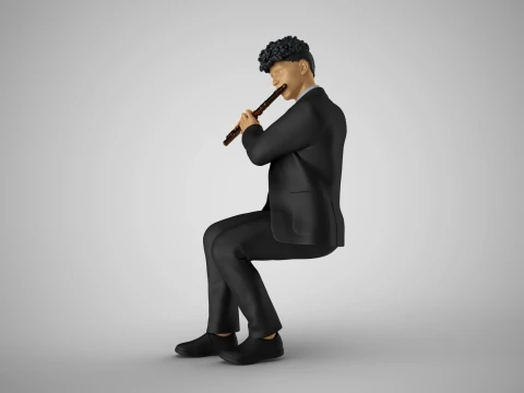 Man Playing Flute 3D Print Model