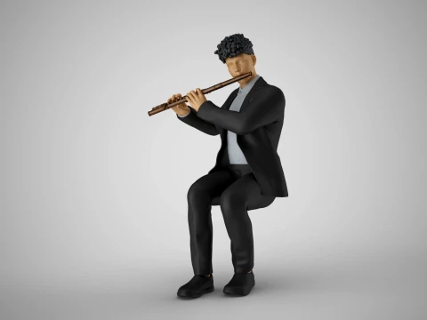 Man Playing Flute 3D Print Model