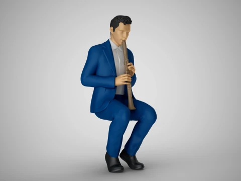 Man Playing Clarinet 2 3D Print Model