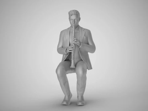 Man Playing Clarinet 2 3D Print Model