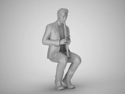 Man Playing Clarinet 2 3D Print Model