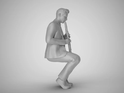 Man Playing Clarinet 2 3D Print Model