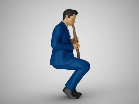 Man Playing Clarinet 2 3D Print Model