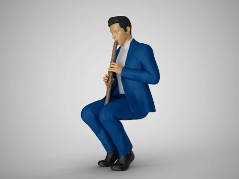 Man Playing Clarinet 2 3D Print Model