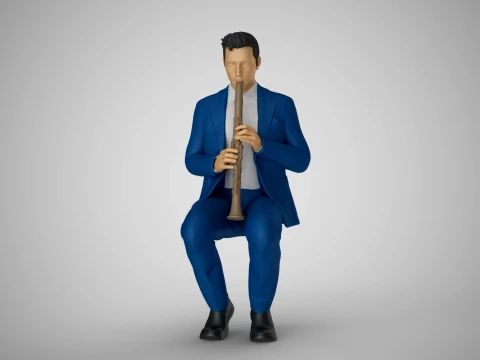 Man Playing Clarinet 2 3D Print Model
