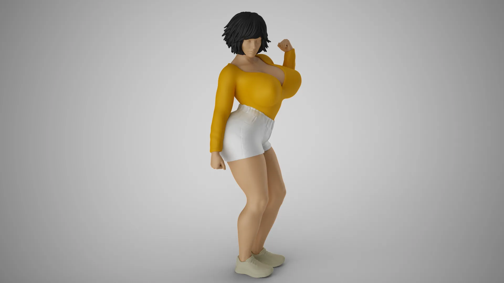 Fitness Girl Stylized 3D Print Model .c4d .max .obj .3ds .fbx .stl .blend