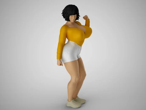 Fille de remise en forme stylis&eacute;e Modèles 3D en vedette
