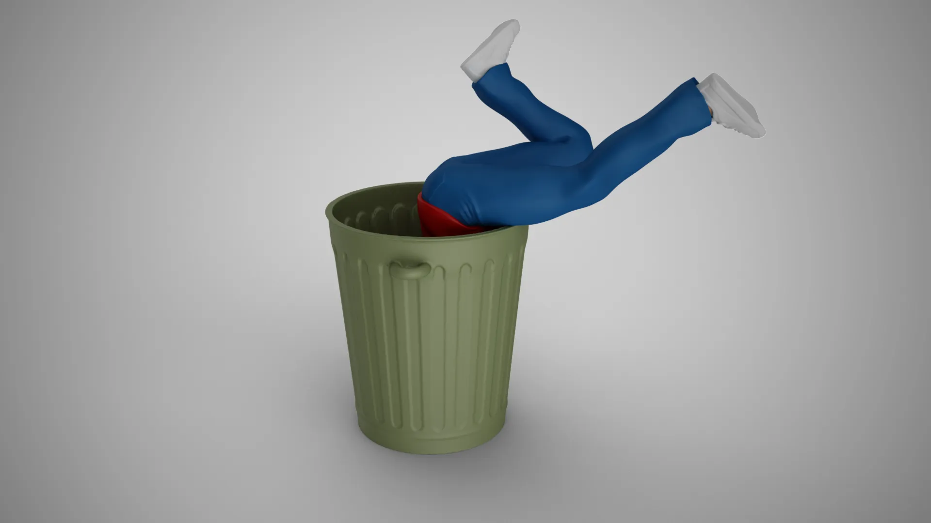 Man Falling into Trash Can 3D Print Model .c4d .max .obj .3ds .fbx .stl .blend 