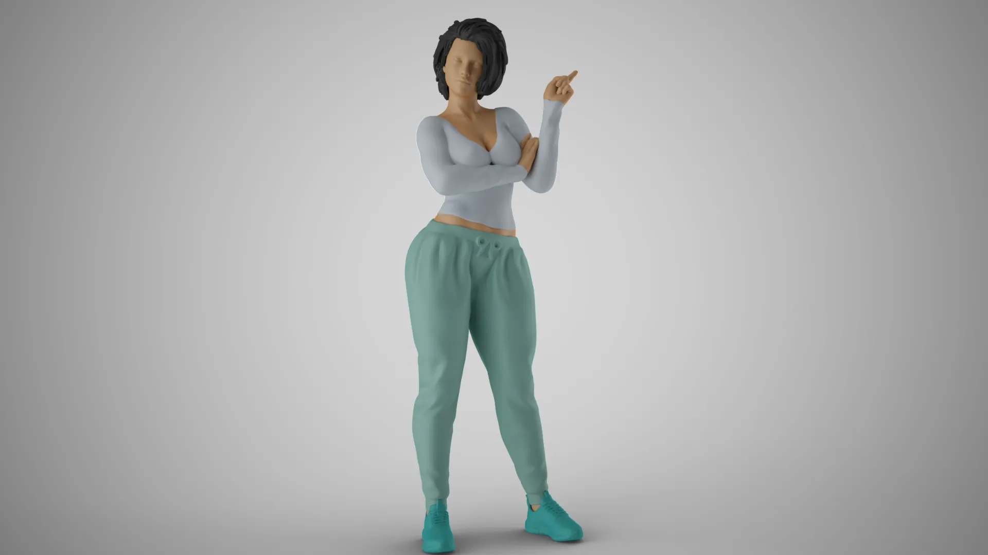 Woman Giving Sign 3D Print Model .c4d .max .obj .3ds .fbx .stl .blend 