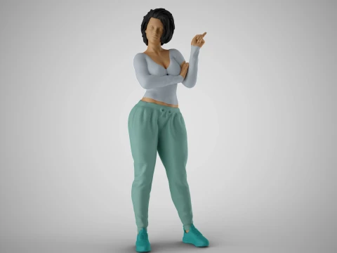 Woman Giving Sign 3D Print Model