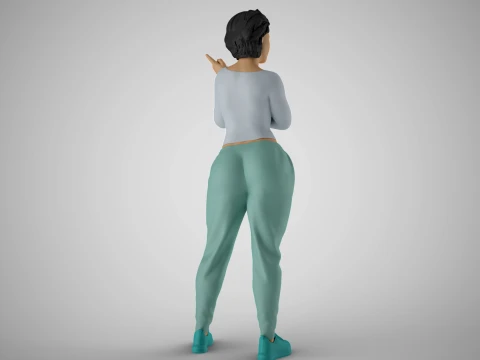 Woman Giving Sign 3D Print Model
