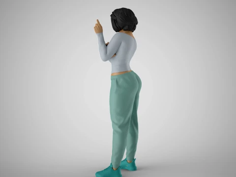 Woman Giving Sign 3D Print Model