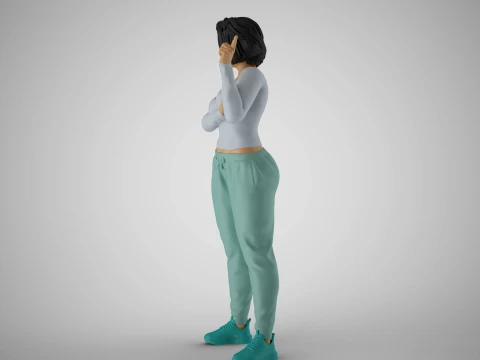 Woman Giving Sign 3D Print Model
