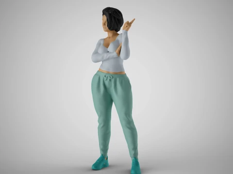 Woman Giving Sign 3D Print Model