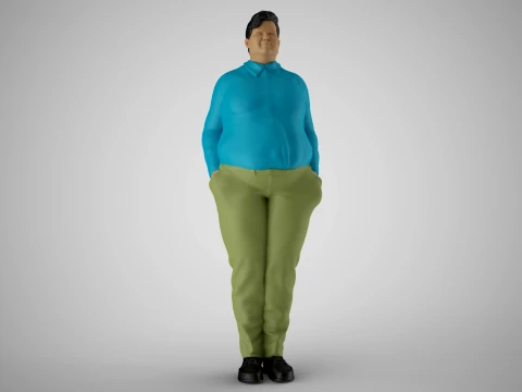 Dikke man met zijn handen in zijn zak 3D printmodel