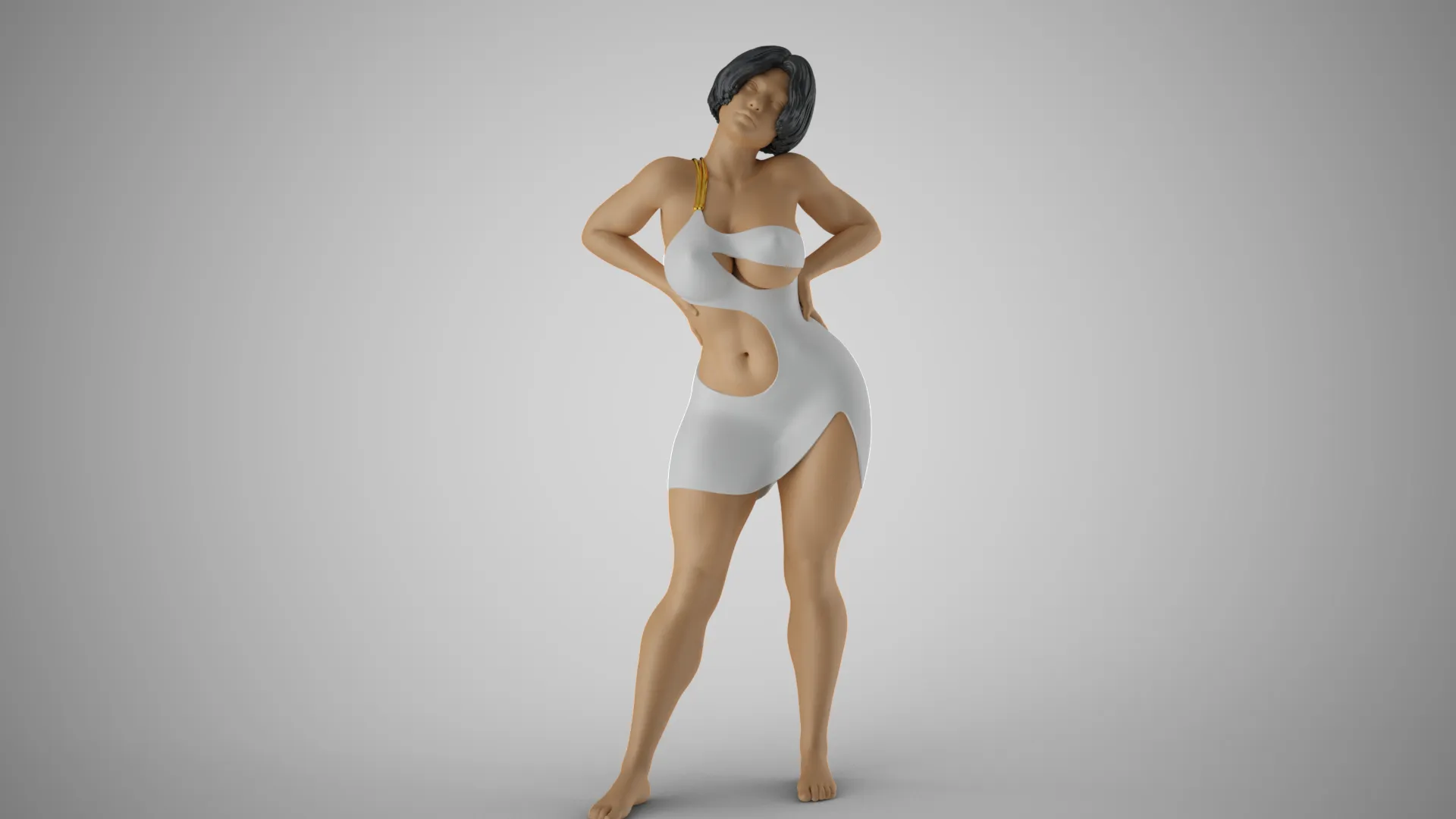 Woman with Hand on Waist 3D Print Model .c4d .max .obj .3ds .fbx .stl .blend 