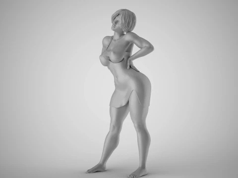 Woman with Hand on Waist 3D Print Model
