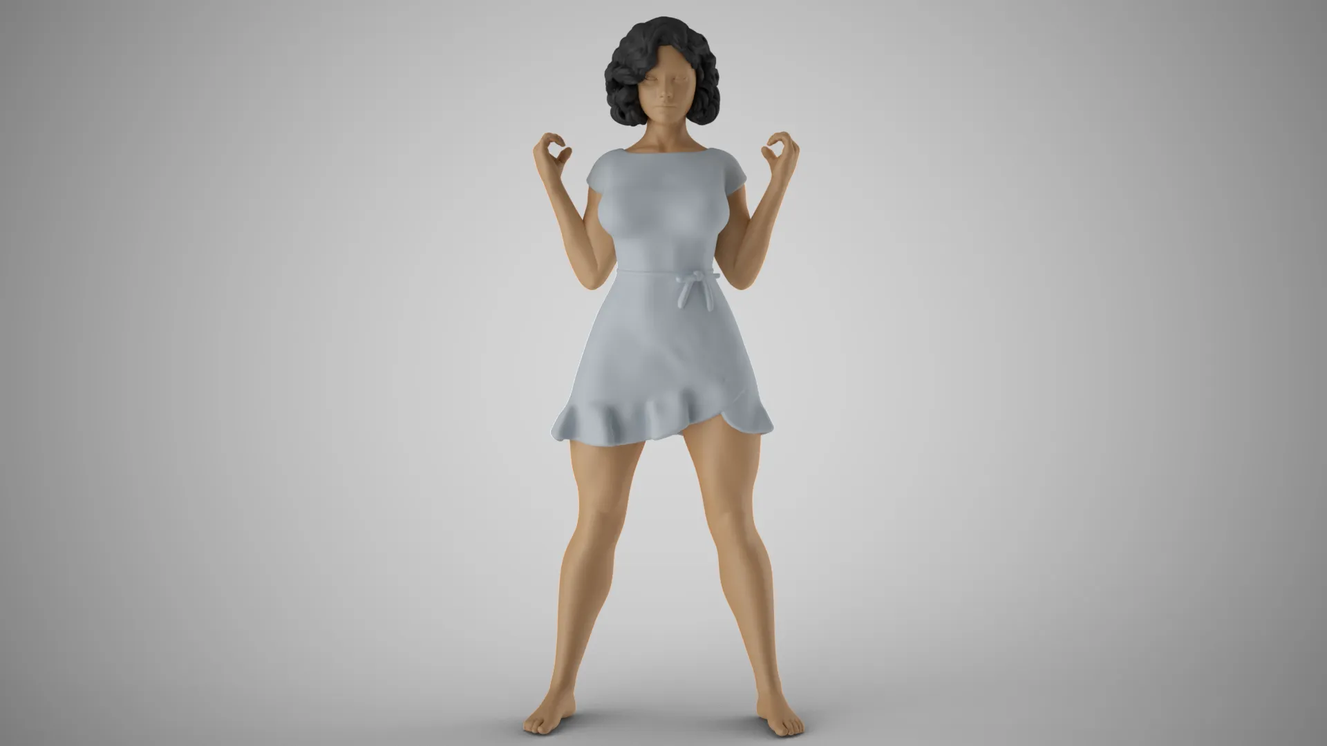 Girl Gaining Strength 3D Print Model .c4d .max .obj .3ds .fbx .stl .blend 