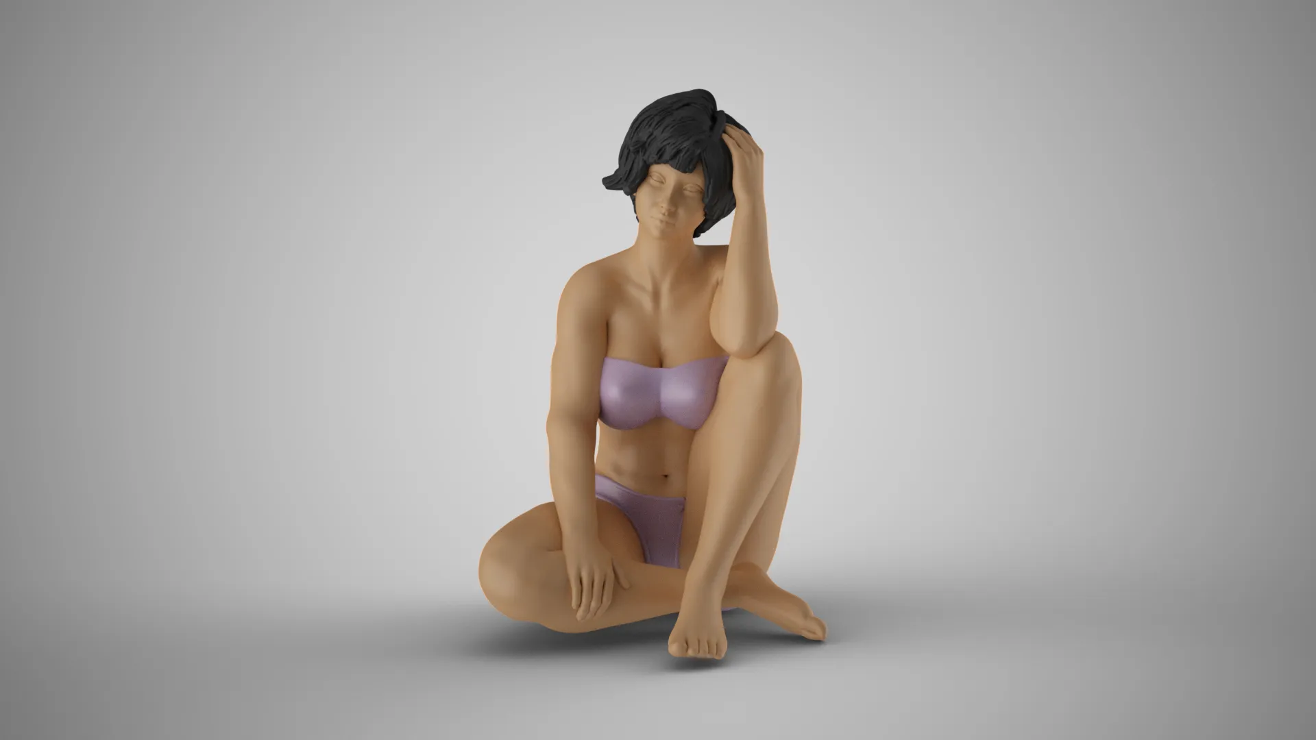 Woman Sitting Thinking 3D Print Model .c4d .max .obj .3ds .fbx .stl .blend