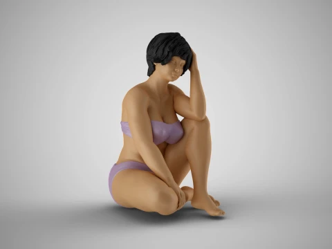 Woman Sitting Thinking 3D Print Model
