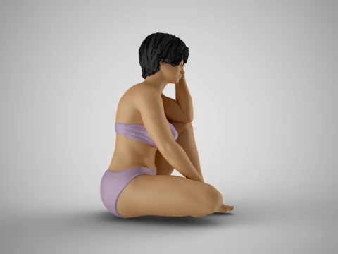 Woman Sitting Thinking 3D Print Model