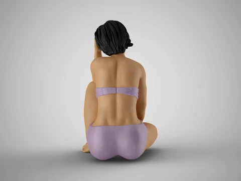 Woman Sitting Thinking 3D Print Model