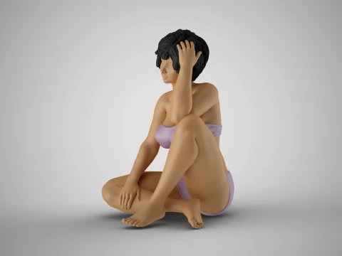 Woman Sitting Thinking 3D Print Model