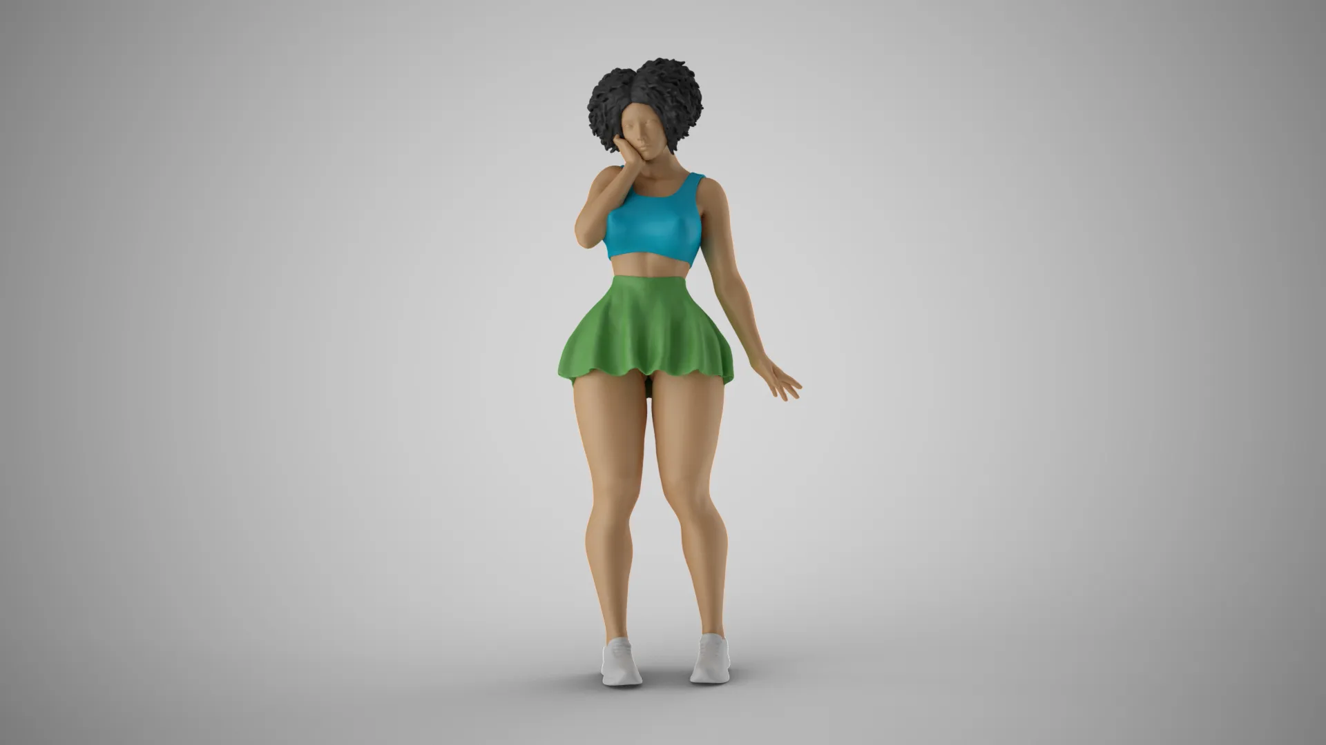Woman Standing Thinking 3D Print Model .c4d .max .obj .3ds .fbx .stl .blend 