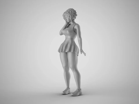 Woman Standing Thinking 3D Print Model