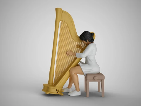 Vrouw die harp speelt 3D printmodel