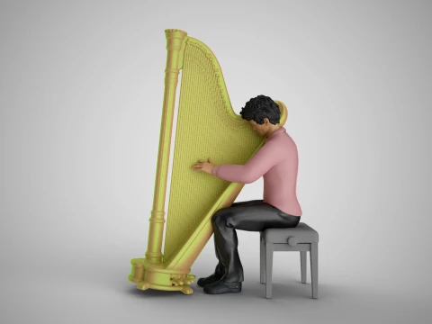 Man speelt harp 3D printmodel