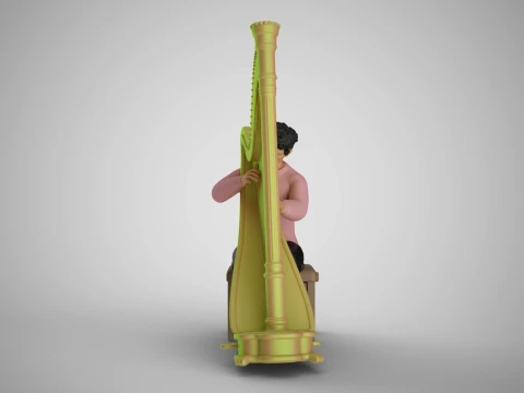 Man Playing Harp 3D Print Model