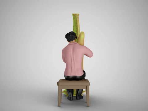 Man Playing Harp 3D Print Model