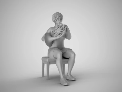 Suonatrice di corno francese donna Modello di stampa 3D