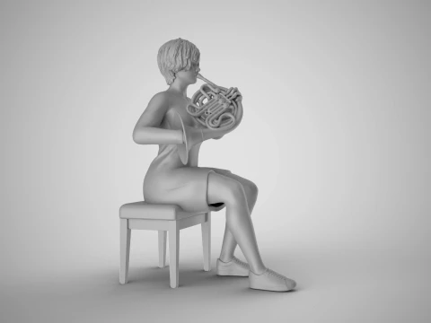 Suonatrice di corno francese donna Modello di stampa 3D