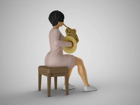 Suonatrice di corno francese donna Modello di stampa 3D
