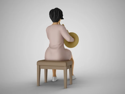 Suonatrice di corno francese donna Modello di stampa 3D