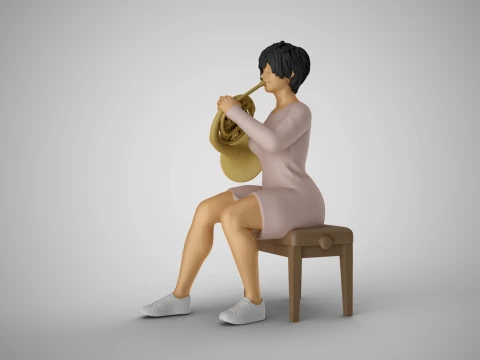 Suonatrice di corno francese donna Modello di stampa 3D